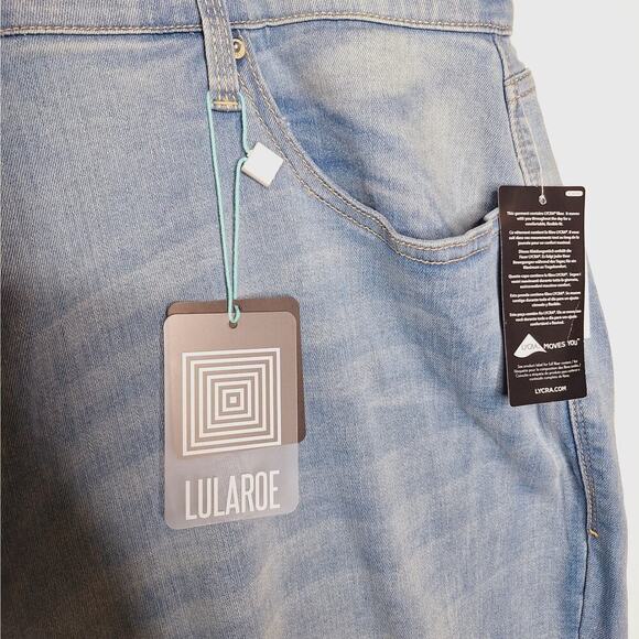 Lularoe High Rise Slim Straight Jean 42 (22-23W) Magic Waist Light Wash Stretch - Picture 3 of 9